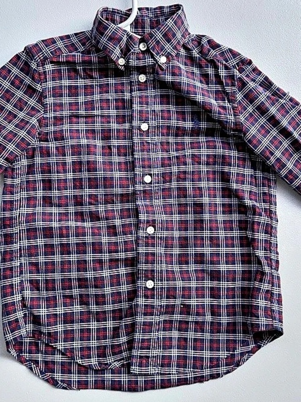 Ralph Lauren Boys Plaid Cotton Button-Down Shirt Blue & Red Boys Size 5